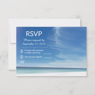 Beach Sky Cloud & Seashells RSVP Card Karte