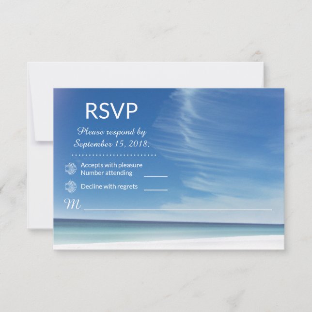Beach Sky Cloud & Seashells RSVP Card Karte (Vorderseite)