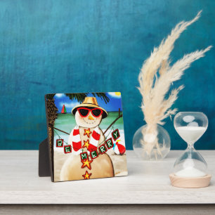 Beach Snowman Weihnachts-Inspirivity Plaque Fotoplatte