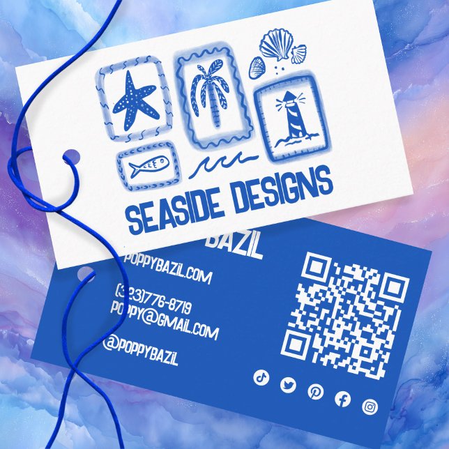BEACH Social Icon QR Code CUSTOMER Anhänger  Visitenkarte (BEACH Social Icon QR Code CUSTOM Hang Tag
)