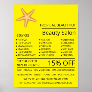 Beach Starfish, Beautician, Schönheitssalon Advert Poster