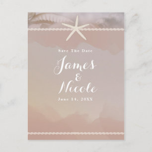 Beach Starfish Taupe Tan Verlobung Save the Date Postkarte