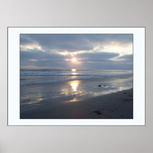 Beach Stormy Sunset Print Poster