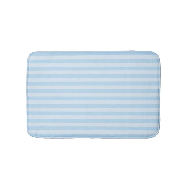 Beach Style Bath Mat Blue Stripes on Light Blue  Badematte (Vorderseite)