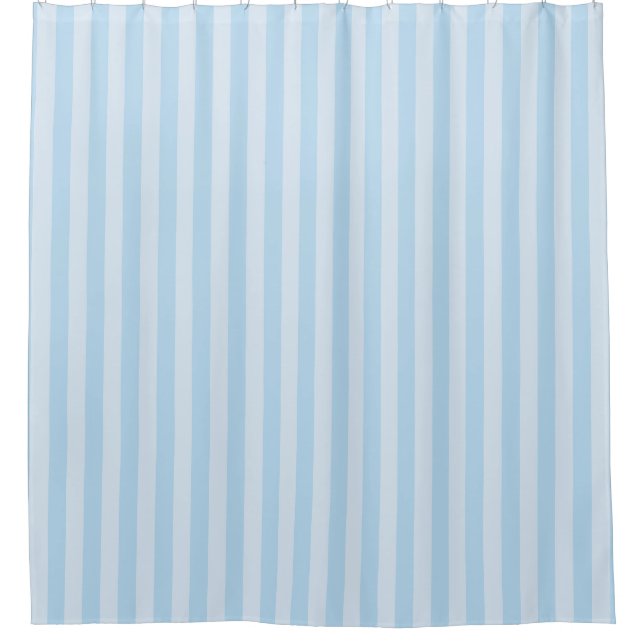 Beach Style Light Blue Striped Shower Curtain Duschvorhang (Vorderseite)