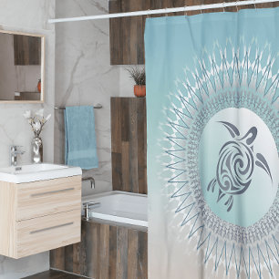 Beach Style Turtle and Mandala Coastal Maritime Duschvorhang