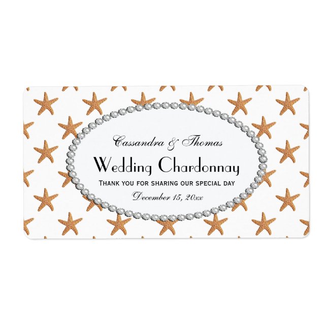 Beach Sugar Starfish Perle 2H Weinflaschen Etikett (Vorne)