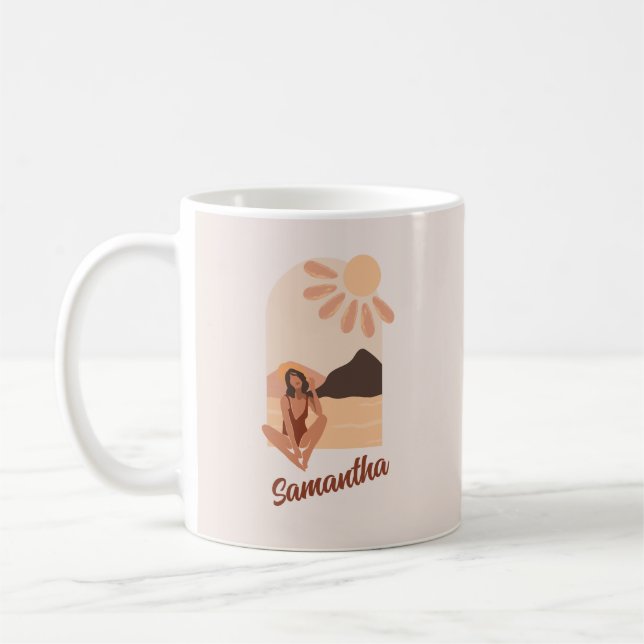 Beach Summer Chill Beige Individuelle Name Tasse (Links)