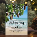 Beach Summer Christmas Party Einladung<br><div class="desc">Sommerliche Party Einladungen mit Sandstrand,  Fichtenbäumen,  Kiefernbäumen und einem modernen Party,  das leicht zu personalisieren ist.</div>