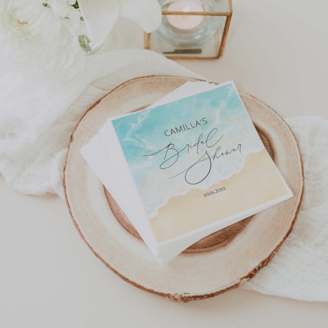 Beach Summer Ocean Brautparty Serviette (Von Creator hochgeladen)