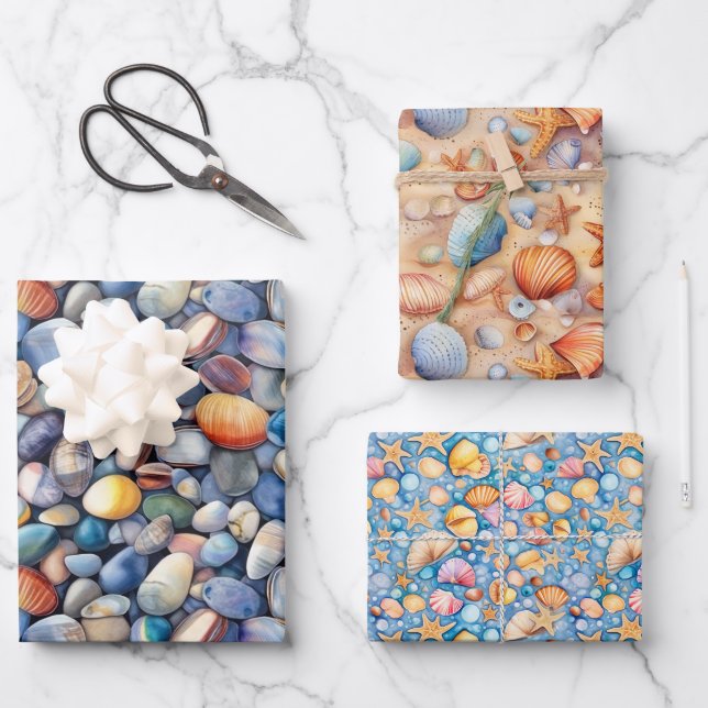 Beach Summer Packpapier Geschenkpapier Set (Vorderseite)