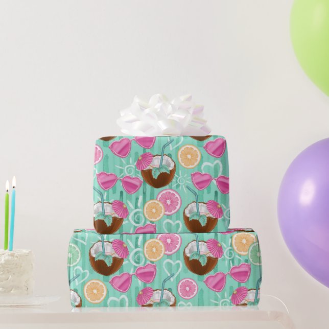 Beach Summer Pattern  Geschenkpapier (Partygeschenke)