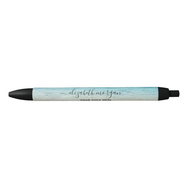 Beach Summer Personalisiert Blue Script Kugelschreiber (Vorderseite)