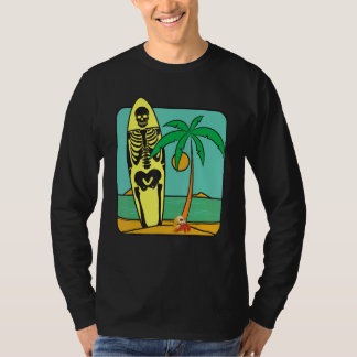 Beach Summer Vacation Skeleton Surfboard T-Shirt