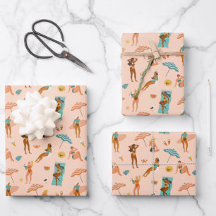 Beach Sunbader Pattern Geschenkpapier Set