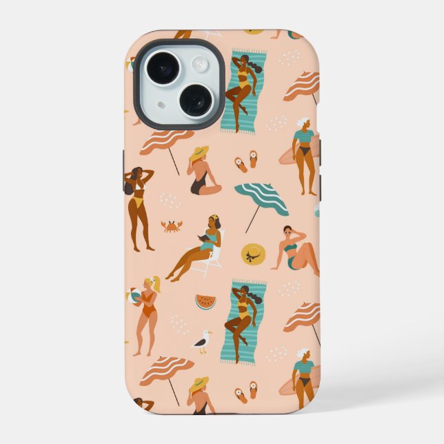 Beach Sunbader Pattern iPhone 15 Hülle (Rückseite)