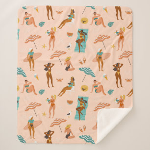 Beach Sunbader Pattern Sherpadecke