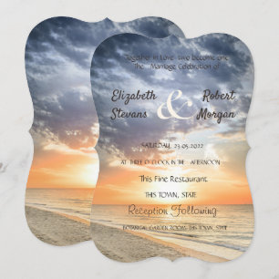 Beach Sunrise String Lights Hochzeit Einladung