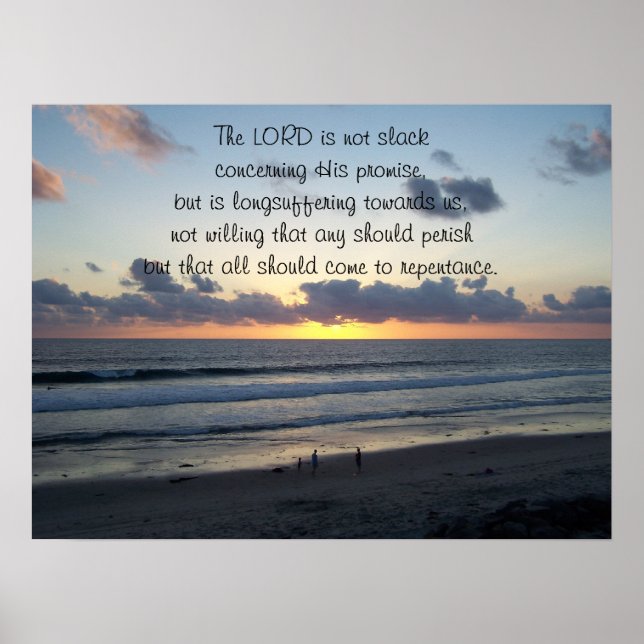 Beach Sunset 2 Peter 3:9 Print Poster (Vorne)