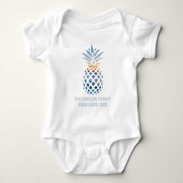 Beach Sunset Ananas Tropical Summer Cruise Baby Strampler (Vorderseite)