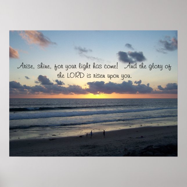 Beach Sunset Arise Isaiah 60:1 Print Poster (Vorne)