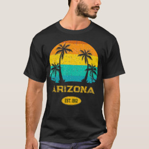 Beach Sunset Arizona AZ USA Palm Tree Tropical Ret T-Shirt