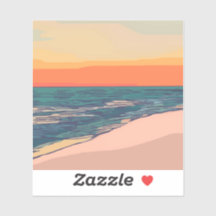 Beach Sunset Custom Cut Vinyl Sticker