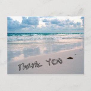 Beach Sunset Danke, Sand Writing Postkarte