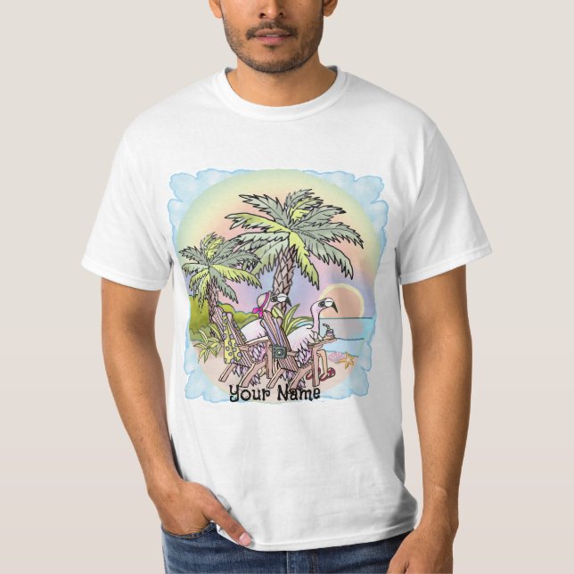 Beach Sunset Flamingo T-Shirt (Vorderseite)
