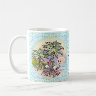Beach Sunset Flamingo Tasse