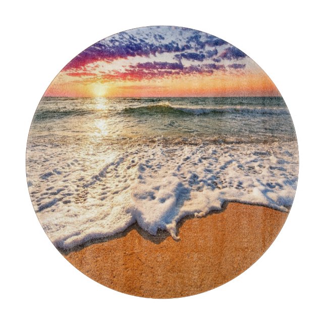 Beach Sunset Glass Schneidebrett (Vorderseite)
