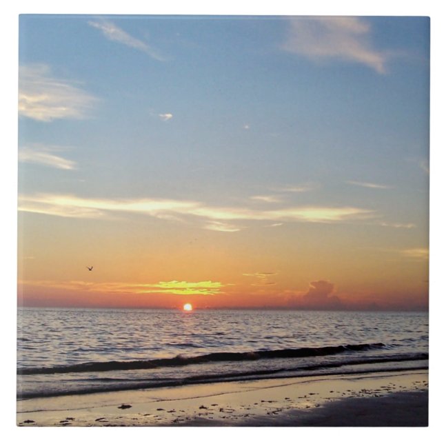 Beach Sunset Keramik Tile Fliese (Vorderseite)