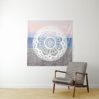 Beach Sunset Mandala Tapestry Wandteppich