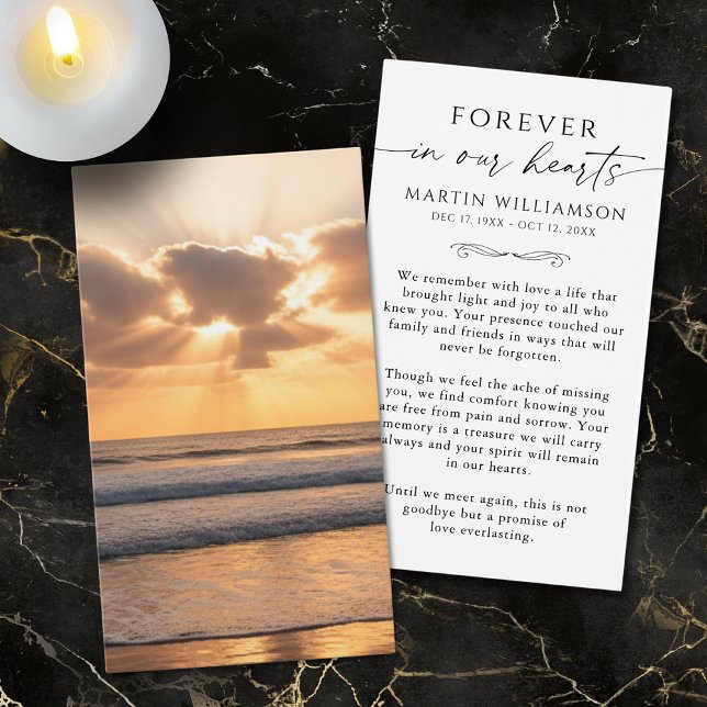 Beach Sunset Memorial Sympathy Funeral Prayer Card (Von Creator hochgeladen)