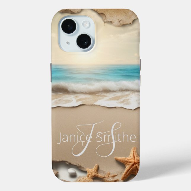 Beach Sunset Monogram Case-Mate iPhone Hülle (Rückseite)