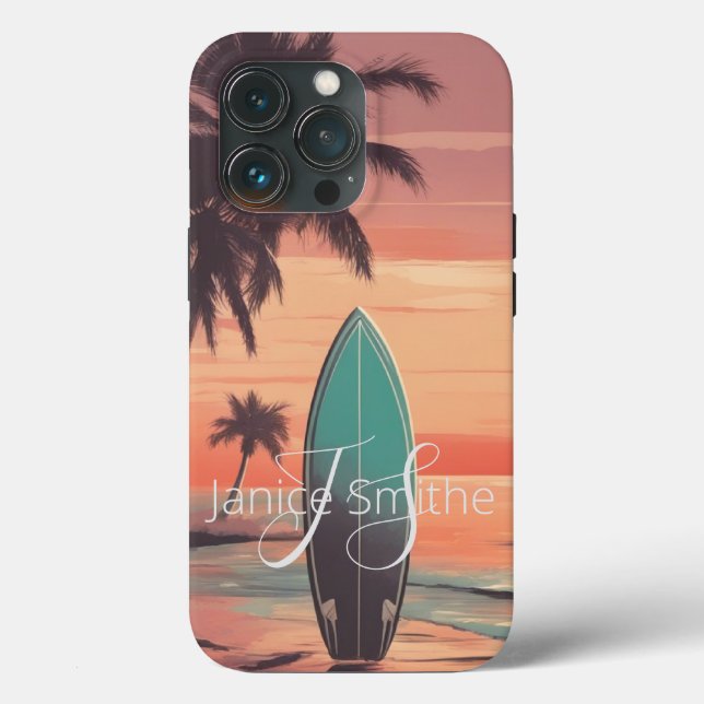 Beach Sunset Monogram Case-Mate iPhone Hülle (Rückseite)