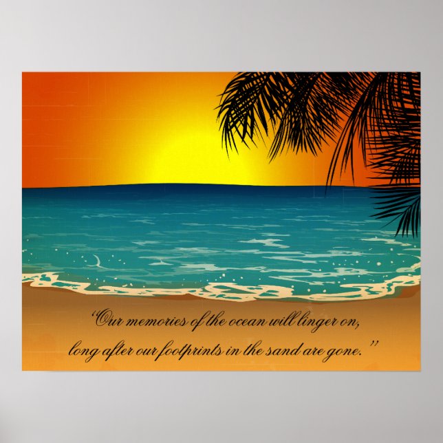 Beach Sunset Palm Tree Beach Zitat Poster (Vorne)