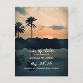 Beach Sunset Palms Save the Date Ankündigungspostkarte