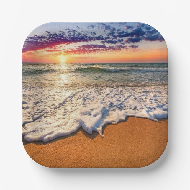 Beach Sunset Pappteller (Vorderseite)