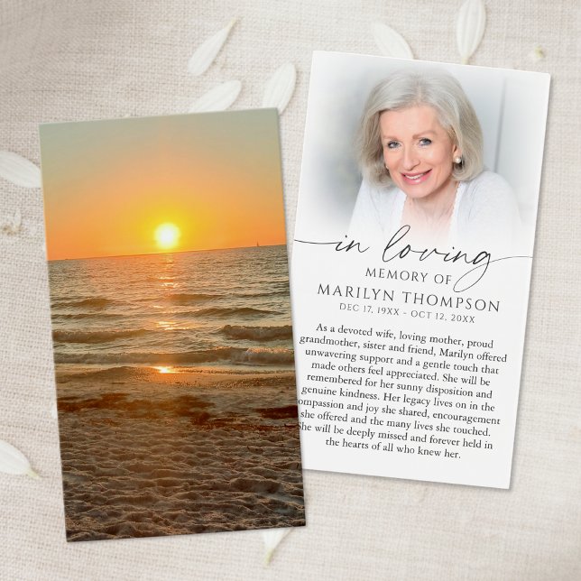 Beach Sunset Photo Funeral Sympathy Prayer Card (Von Creator hochgeladen)
