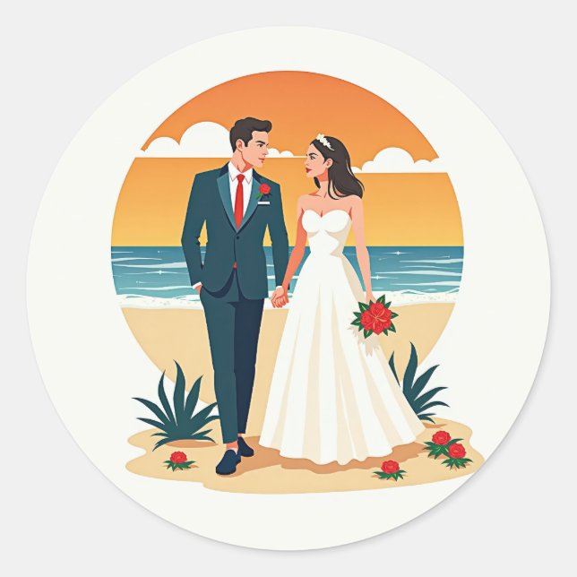 Beach Sunset Romance Sticker (Vorderseite)