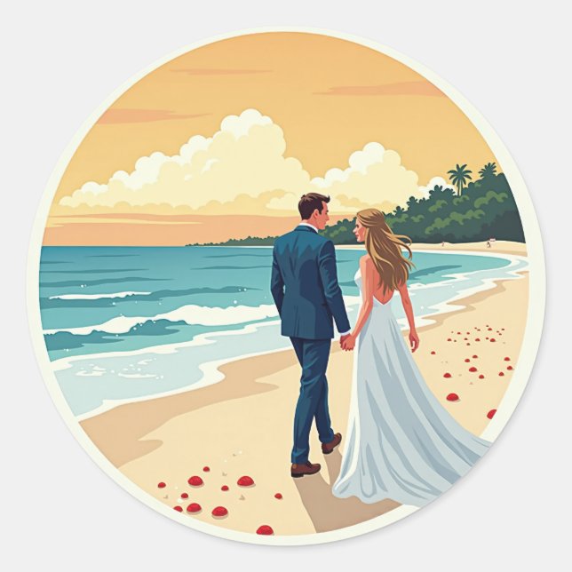 Beach Sunset Romance Sticker (Vorderseite)