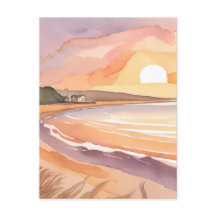 Beach Sunset | Schöne Aquarellmalerei