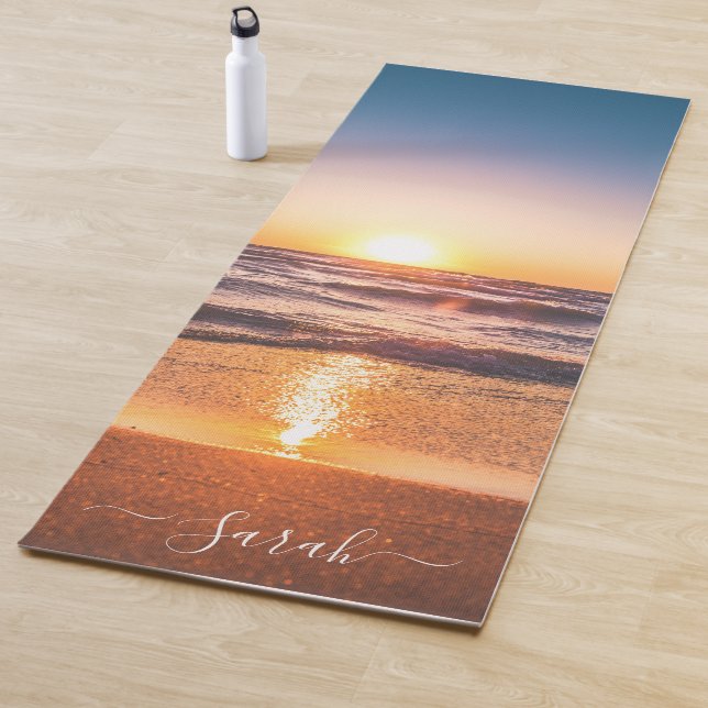 Beach Sunset Seaside Sand Personalisierter Name Yogamatte (Beispiel)