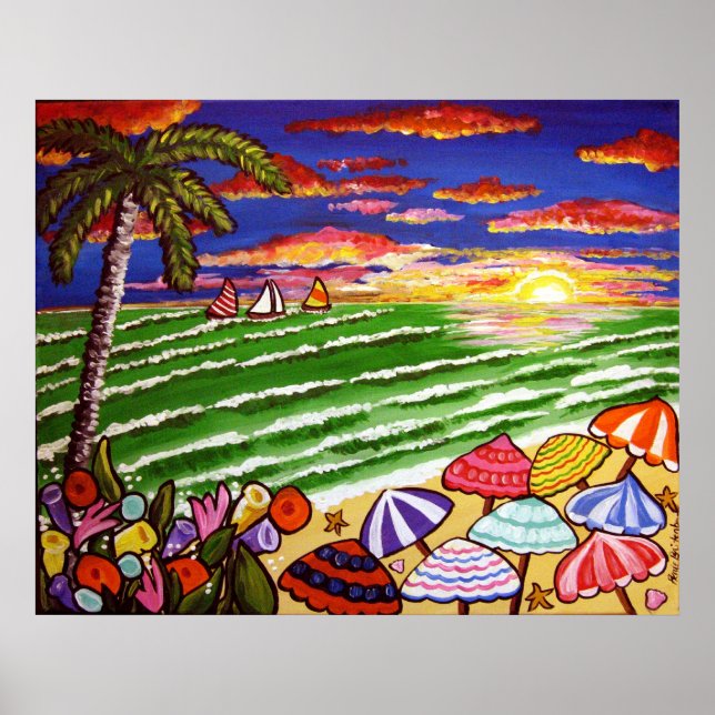 Beach Sunset Siesta Wichtiges Kunst-Poster Poster (Vorne)