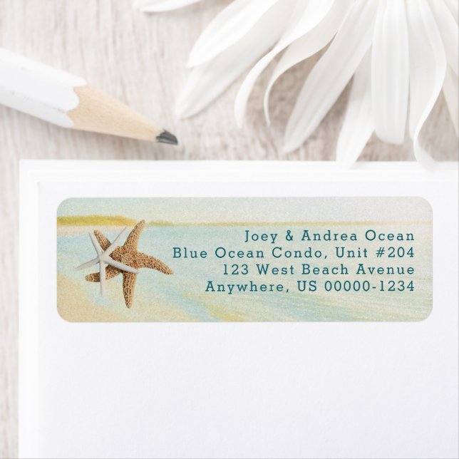 Beach Sunset Starfish Coast Address Labels (Insitu)