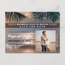 Beach Sunset String Lights Foto Save the Date Ankündigungspostkarte