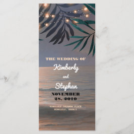 Beach Sunset String Lights Palms Hochzeitsprogramm Programm