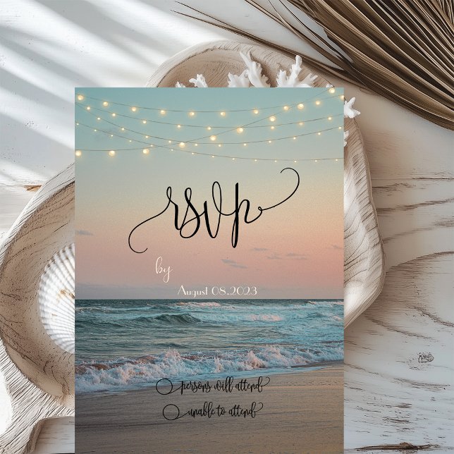 Beach Sunset, String Lights Script-UAWG Einladung (Von Creator hochgeladen)