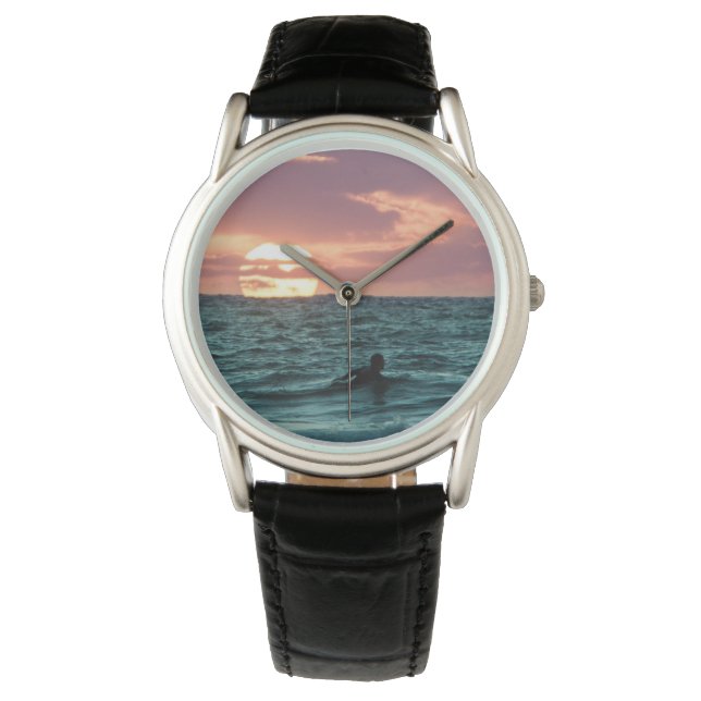 Beach Sunset Surfer | Sport Armbanduhr (Vorderseite)